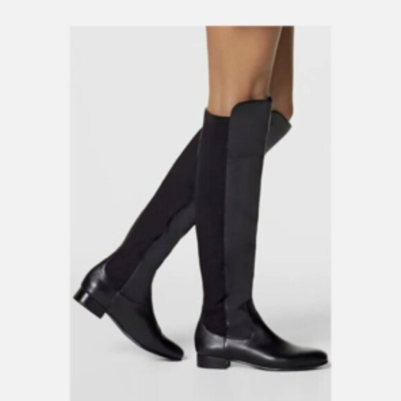 Louise Et Cie Andora OTK Boots Black Leather Stretch Louise et Cie 7M - Picture 1 of 14